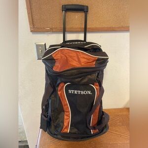 STETSON Travel Luggage Bag on Rollers 22x15 Chocolate Brown and Orange